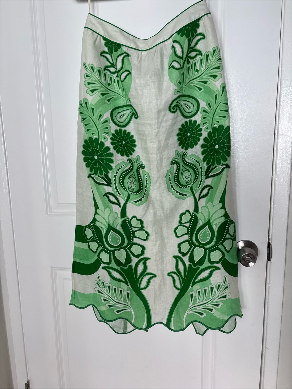 FARM Rio Green Floral Midi Skirt